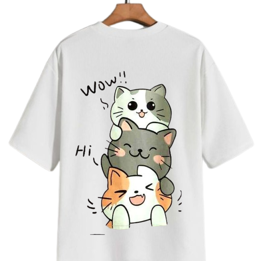 Cute Cat Stack T-Shirt | Kawaii Cartoon Cat Tee for Cat Lovers