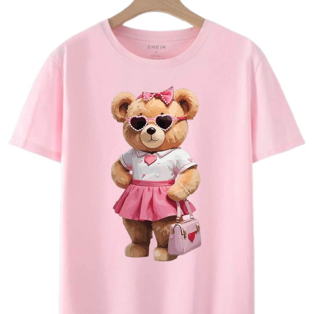 Sweetheart Teddy Bear | Adorable Pink Kitty Tee