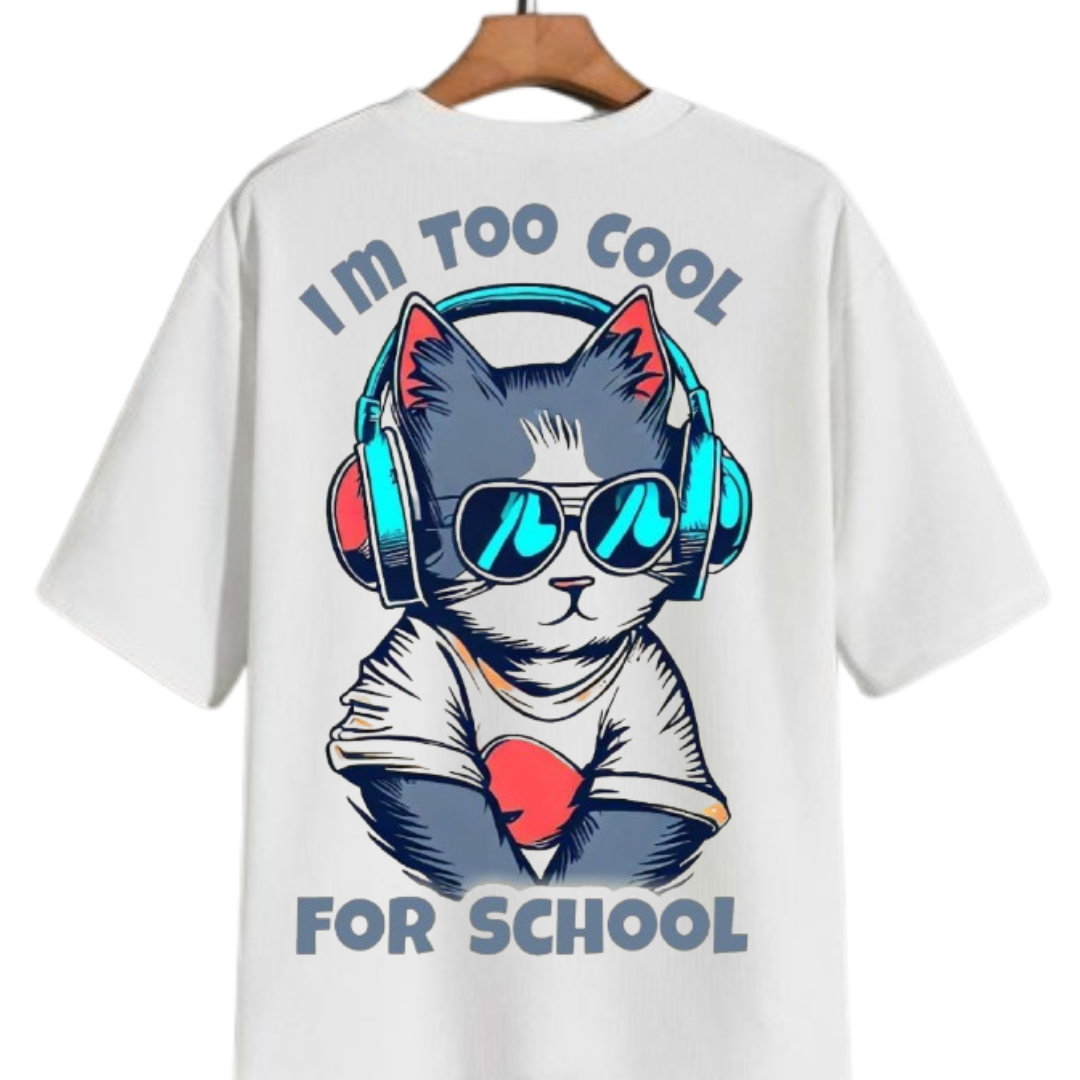 I'm Too Cool For School" Cat Tee | Trendy Graphic Shirts