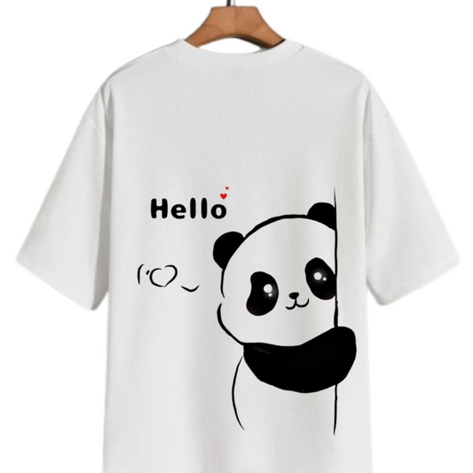 Hello Panda T-Shirt | Cute Cartoon Panda Graphic Tee for Animal Lovers