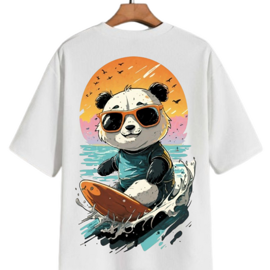 Surfin' Panda Sunset Tee | Beach & Summer Graphic Shirt