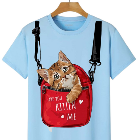 Are You Kitten Me? | Cute Cat in Red Bag T-Shirt