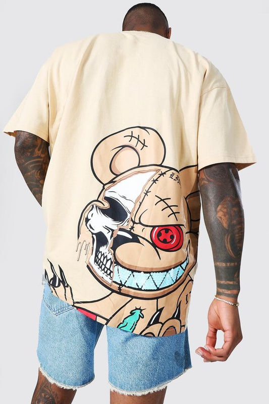 Oversized l Teddy Graphic T-shirt | Beige color