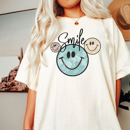 Smile printed cotton oversized tshirt